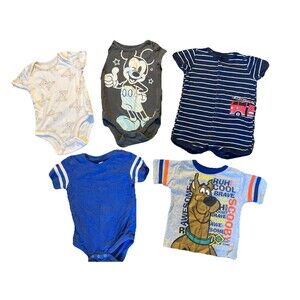 Boys 9-12 Month Summer Short Sleeve Romper/Bodysuits/Shirt Bundle (5 PCs)